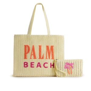 Sonoma Cream Woven Tote with Coral & Pink Accents